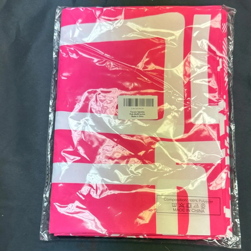 Hot Pink and White YOU ARE Tapestry new 60x80